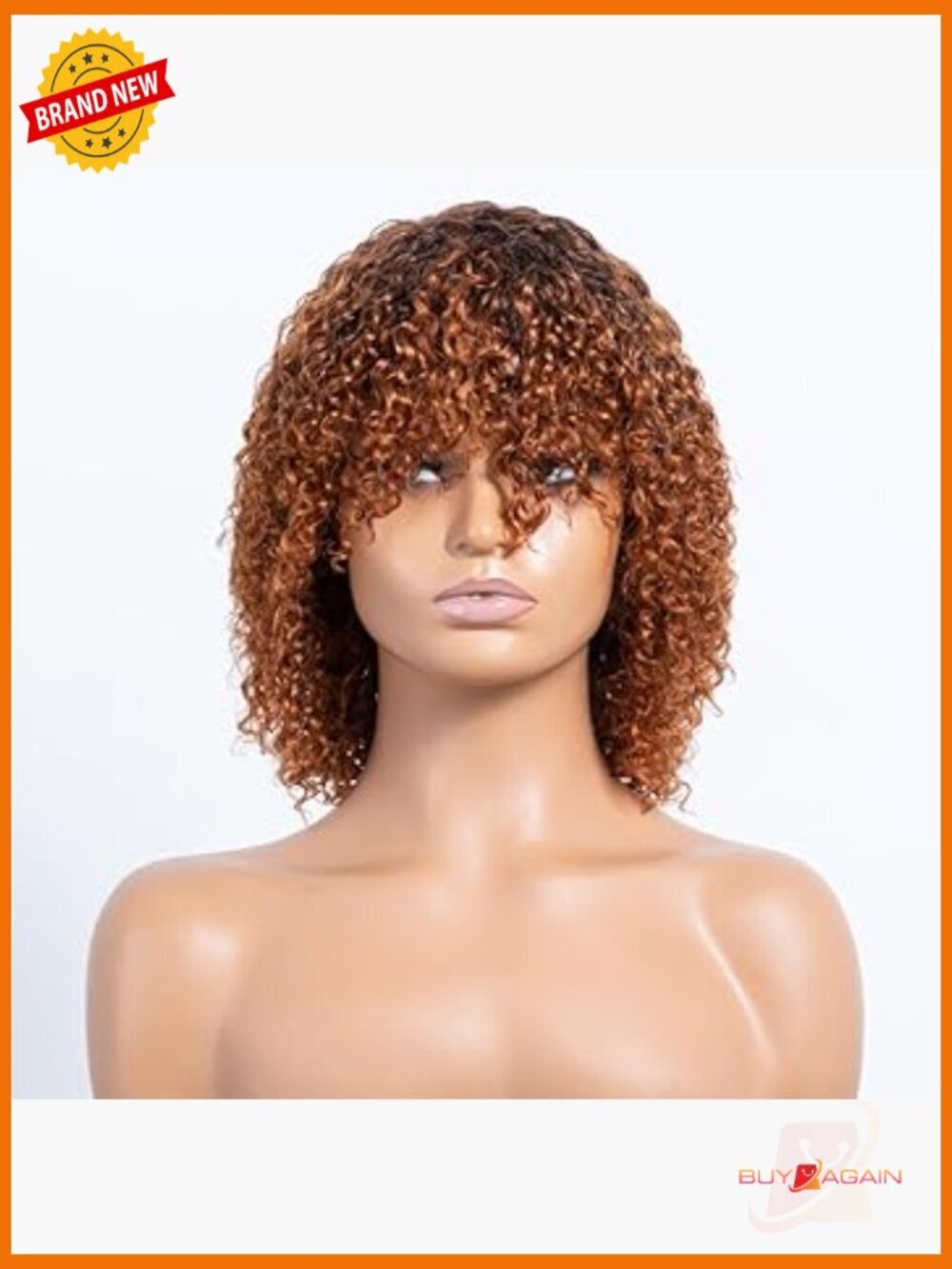 Short Bob Wig Human Hair Glueless Water Wave 12 Inches 210% Density W/Bangs